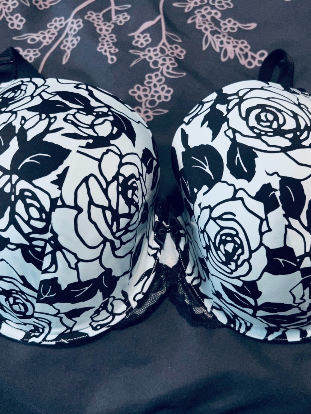 TORRID Curve Baby Blue & Black Floral 360 Back Smoothing Push-Up Bra